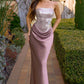 Amoris T744 Strapless Sequin Bodice Satin Skirt Formal Dress