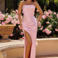 Amoris T745 Strapless Satin Formal Gown