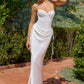 Amoris T747W Vestido Largo Ajustado Blanco Roto Convertible a Minivestido Corto