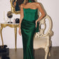 Amoris T816 Matte Satin Bodice Detachable Scarf Column Dress