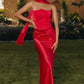Amoris T816 Matte Satin Bodice Detachable Scarf Column Dress