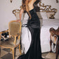 Amoris T818 Long Fitted Stretch Satin Evening Dress
