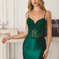 Amoris T819 Sleek Fitted Stretch Satin Sheer Corset Mermaid Gown