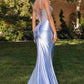 Amoris T819 Sleek Fitted Stretch Satin Sheer Corset Mermaid Gown