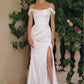 Vestido de novia moderno Amoris T820W largo hasta el suelo de satén elástico con tirantes extraíbles