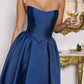 Amoris T822 Elegante Vestido Midi de Mikado sin Tirantes Atemporal
