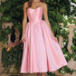 Amoris T822 Elegante Vestido Midi de Mikado sin Tirantes Atemporal