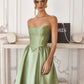 Amoris T822 Elegante Vestido Midi de Mikado sin Tirantes Atemporal