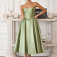Amoris T822 Elegante Vestido Midi de Mikado sin Tirantes Atemporal