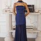 Vestido Amoris T825 sin tirantes con corpiño de satén y falda plisada de gasa