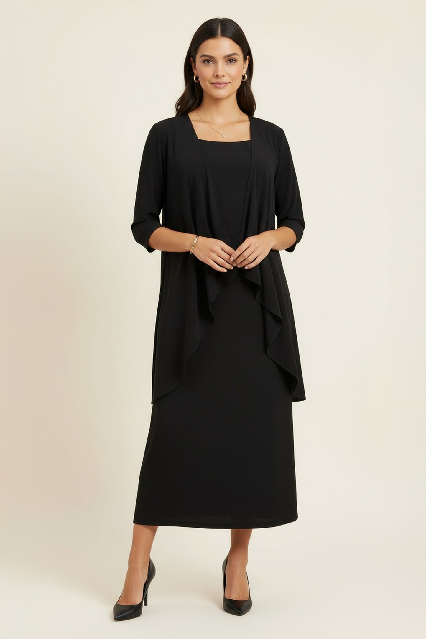 Vestido de noche semiformal de 2 piezas Amoris T9000