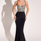 Vestido largo de fiesta Ladivine Amoris T9002 ajustado con corpiño embellecido