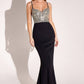 Vestido largo de fiesta Ladivine Amoris T9002 ajustado con corpiño embellecido