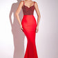 Vestido largo de fiesta Ladivine Amoris T9002 ajustado con corpiño embellecido