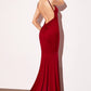 Astee T905 Long V-Neckline Open Back Fitted Evening Gown