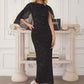 Vestido de Noche de Encaje con Lentejuelas Amoris T906 y Capa Superpuesta Transparente Desmontable