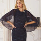 Vestido de Noche de Encaje con Lentejuelas Amoris T906 y Capa Superpuesta Transparente Desmontable