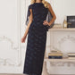 Vestido de Noche de Encaje con Lentejuelas Amoris T906 y Capa Superpuesta Transparente Desmontable