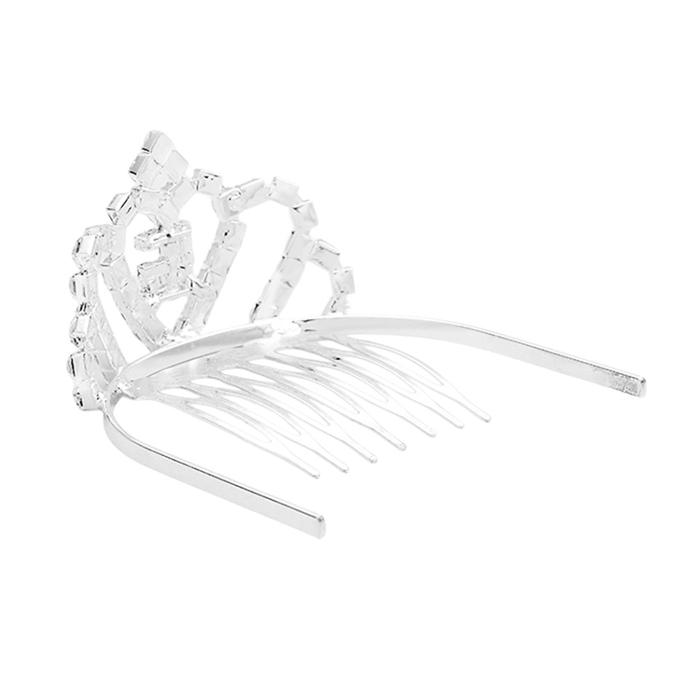Mini tiara de diamantes de imitación de cristal "16"