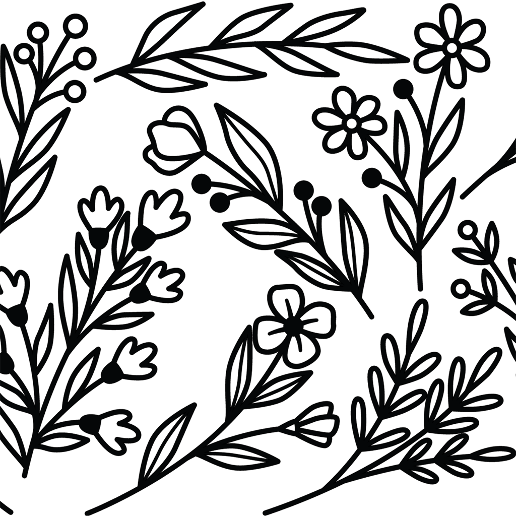 Black Floral Botanical Glass Cups