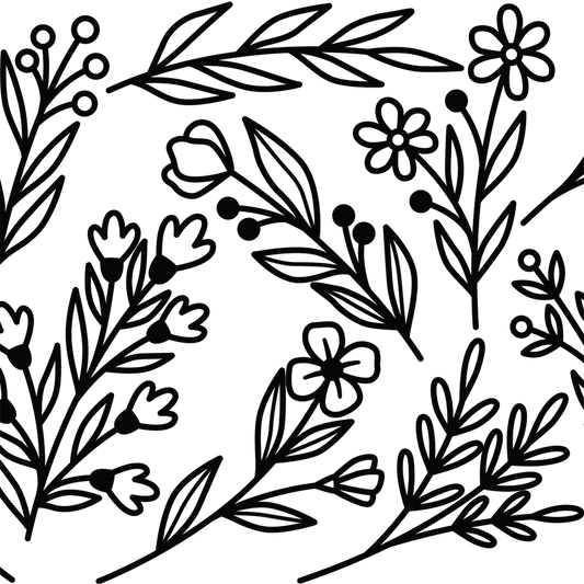 Black Floral Botanical Glass Cups