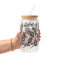 Black Floral Botanical Glass Cups