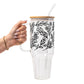 Black Floral Botanical Glass Cups
