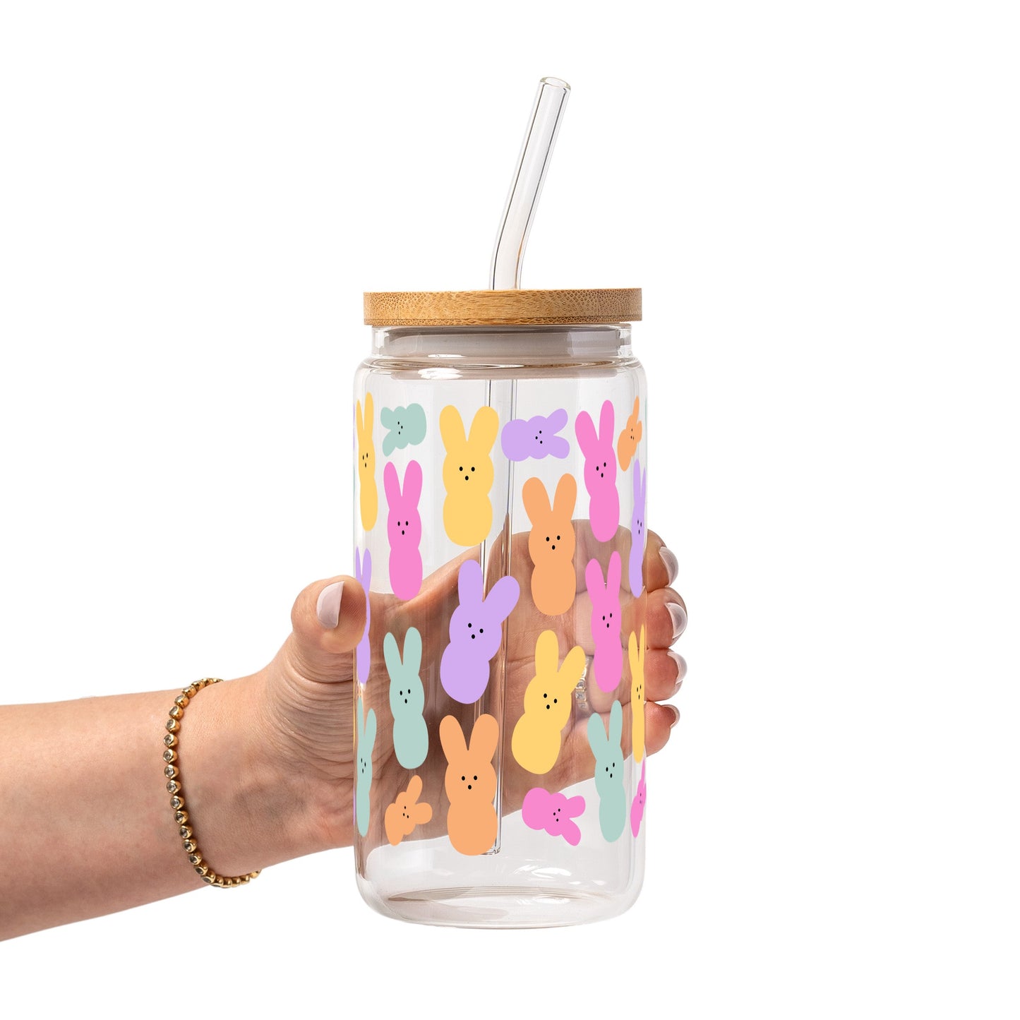 Vasos de cristal con Peeps del Conejo de Pascua