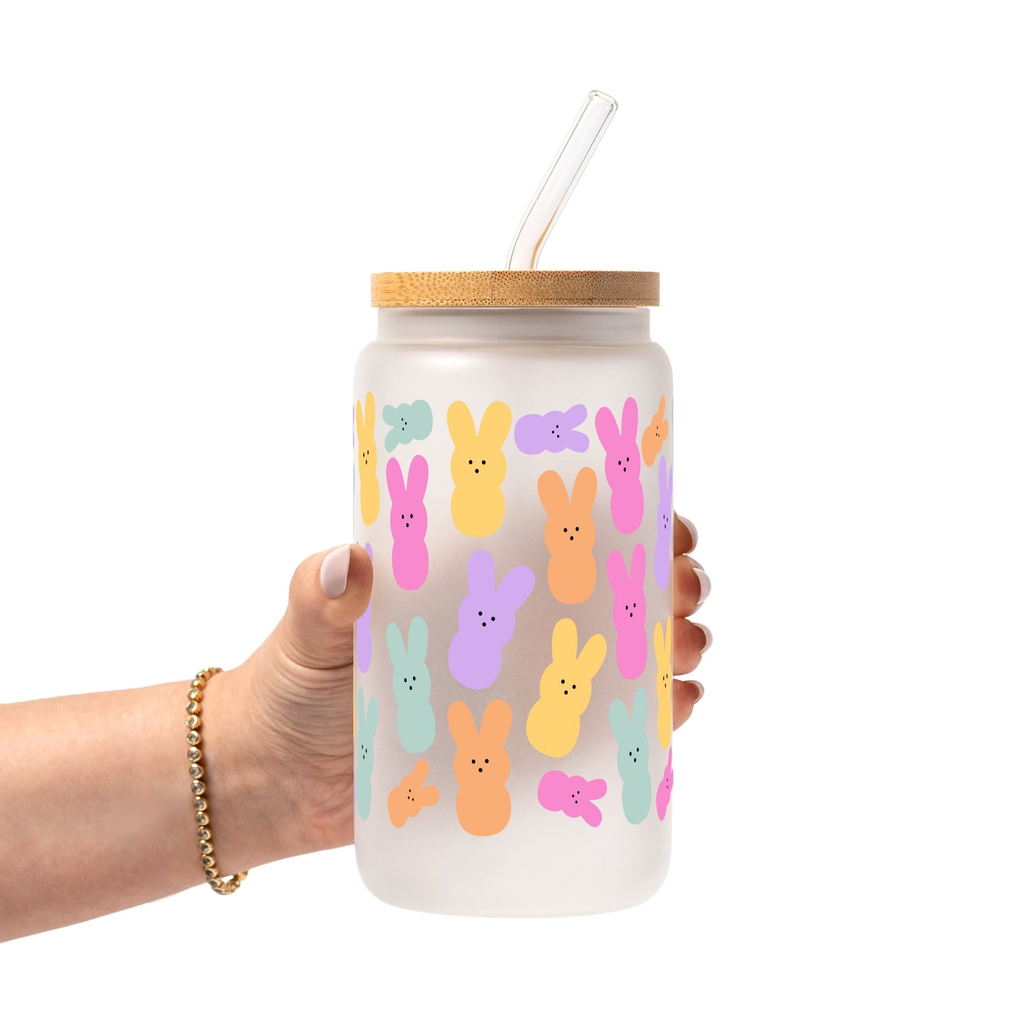 Vasos de cristal con Peeps del Conejo de Pascua