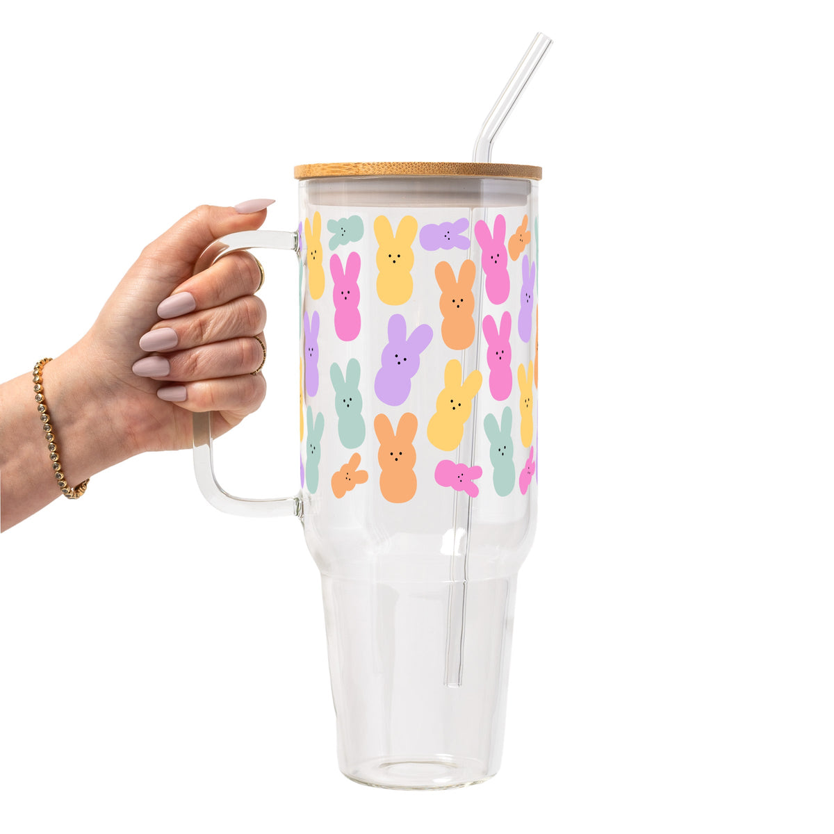 Vasos de cristal con Peeps del Conejo de Pascua