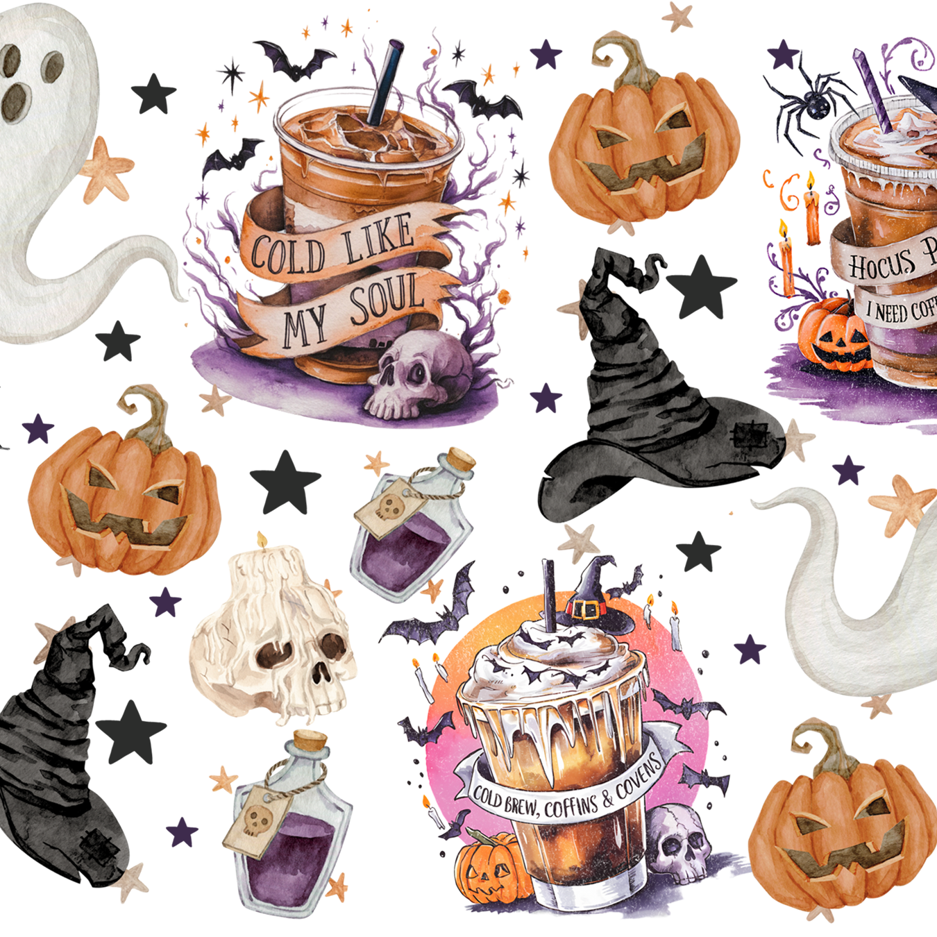Halloween Fall Coffees Glass Cups