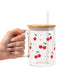 Red Cherries Pink Hearts Glass Cups