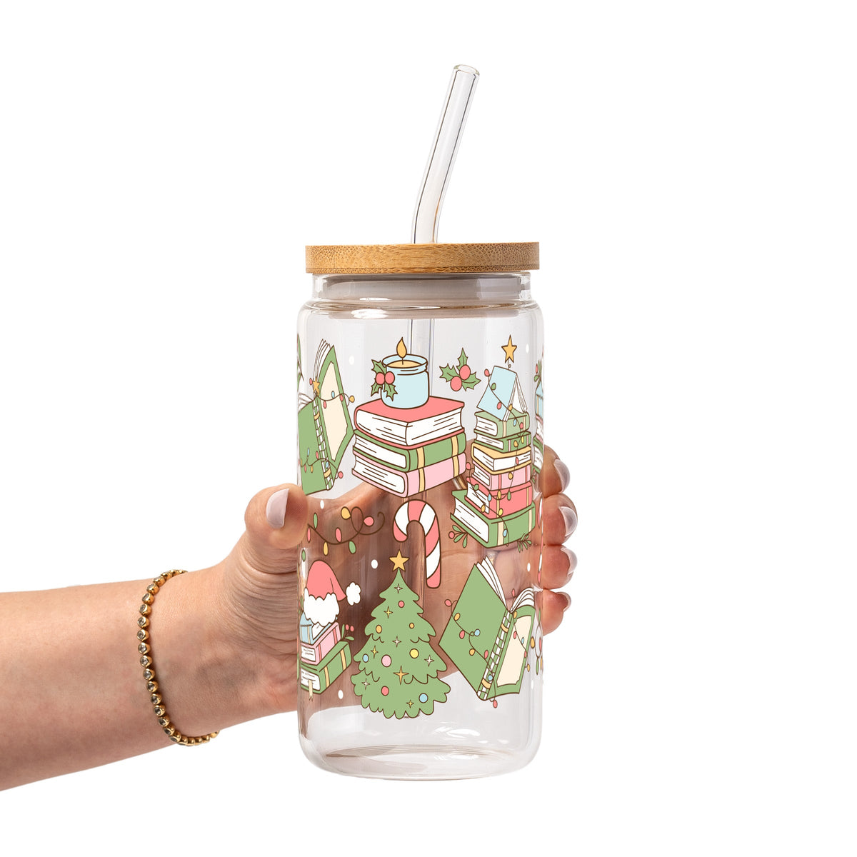 Bookish Christmas Glass Cups