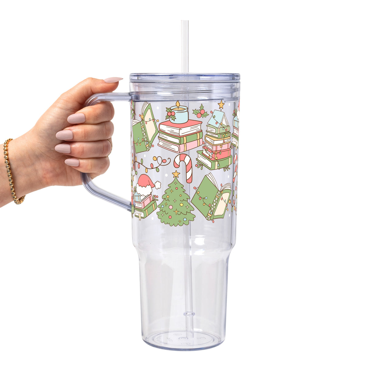 Bookish Christmas Glass Cups