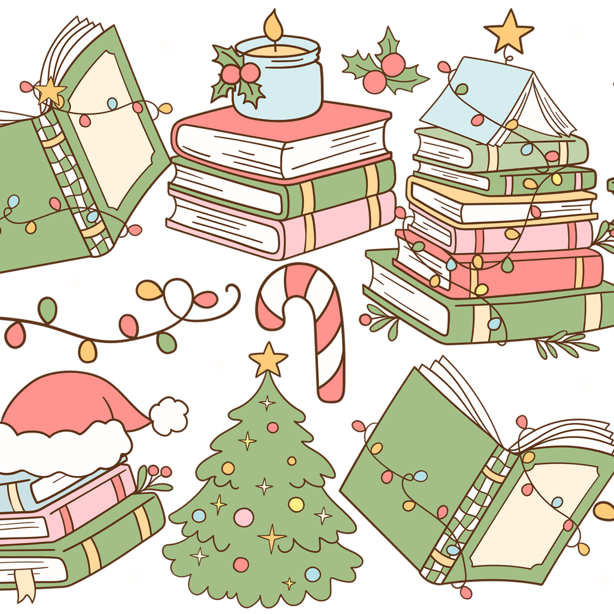 Bookish Christmas Glass Cups