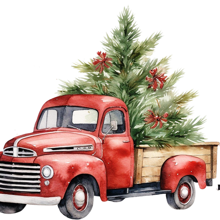 Red Christmas Trucks Glass Cups