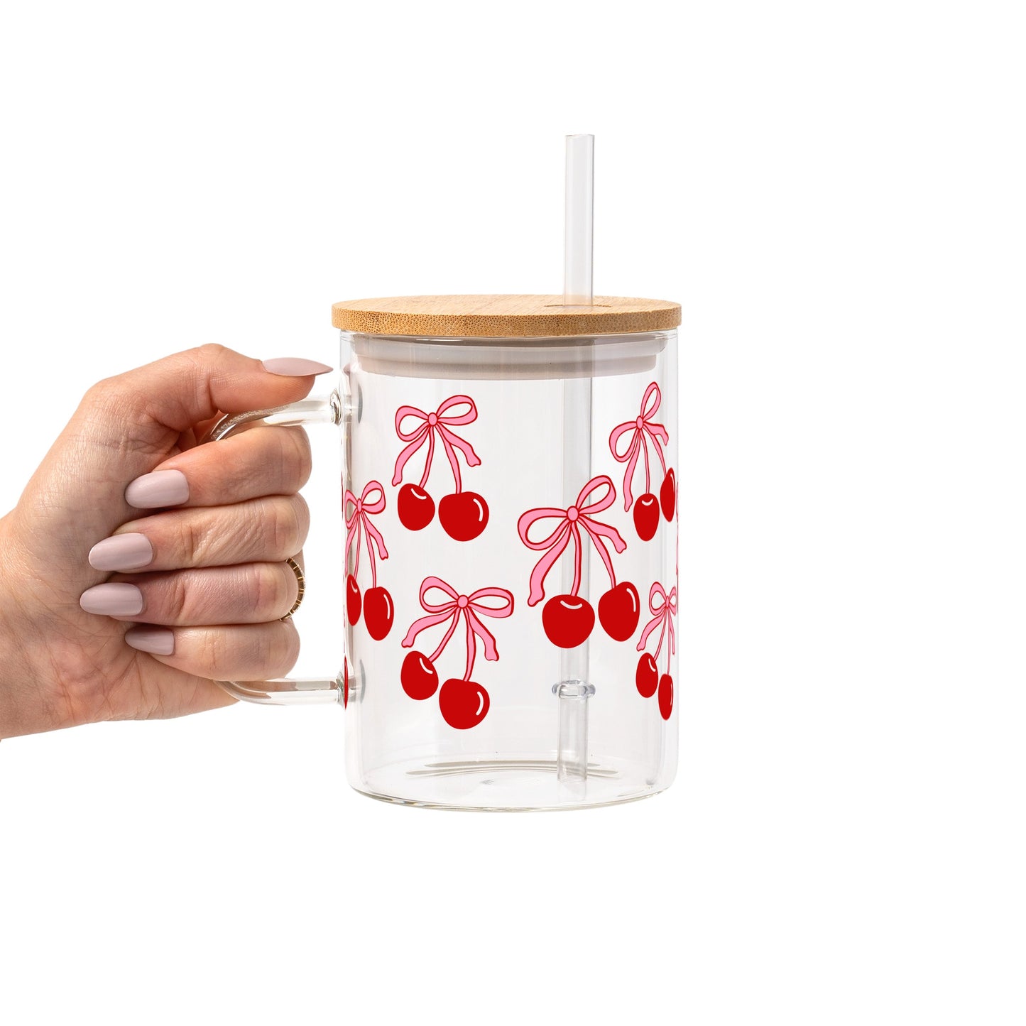 Vasos de Cristal con Lazo de Cereza