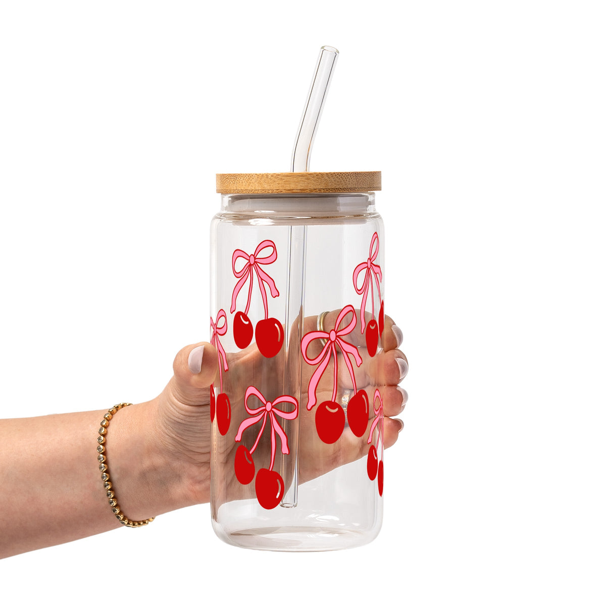 Vasos de Cristal con Lazo de Cereza