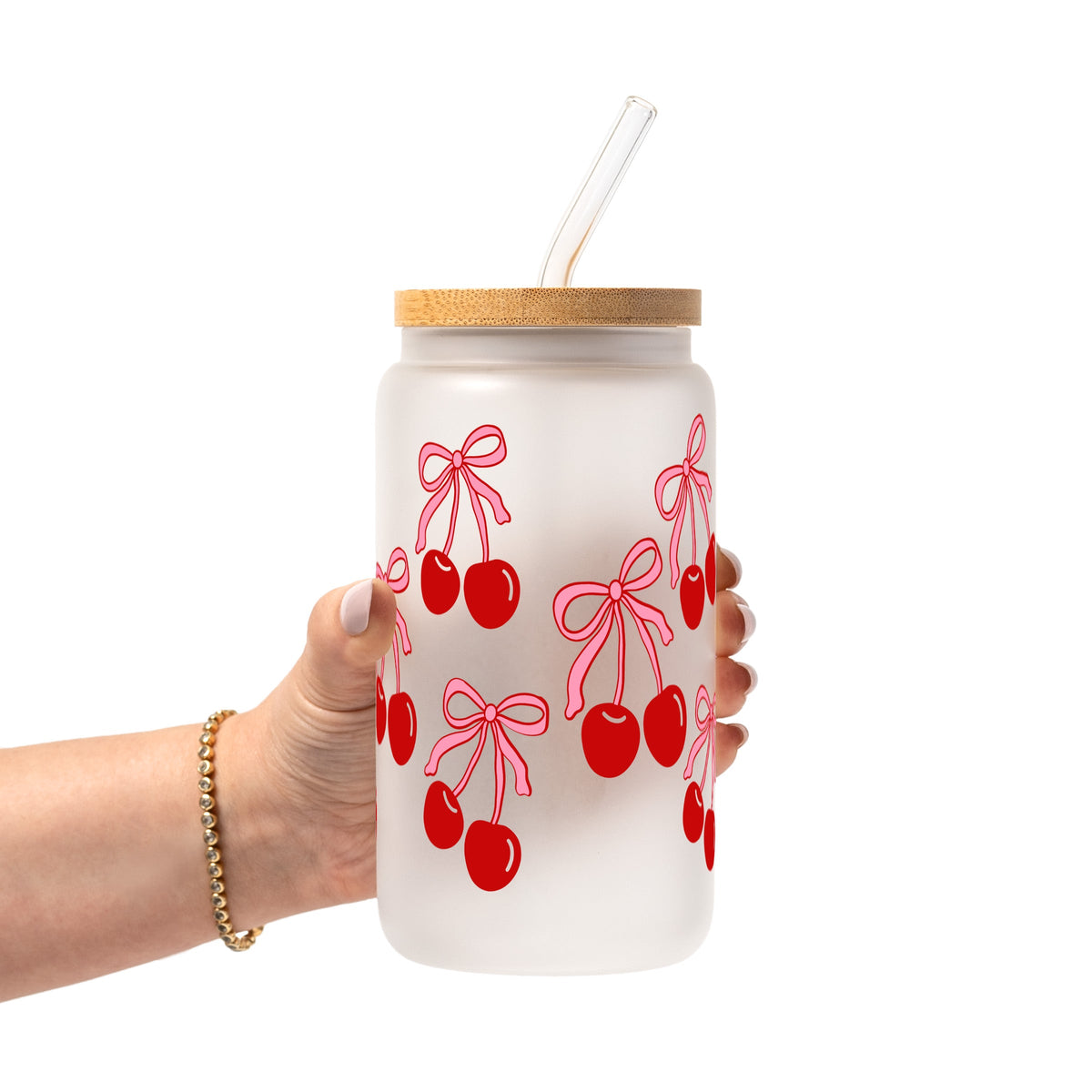 Vasos de Cristal con Lazo de Cereza