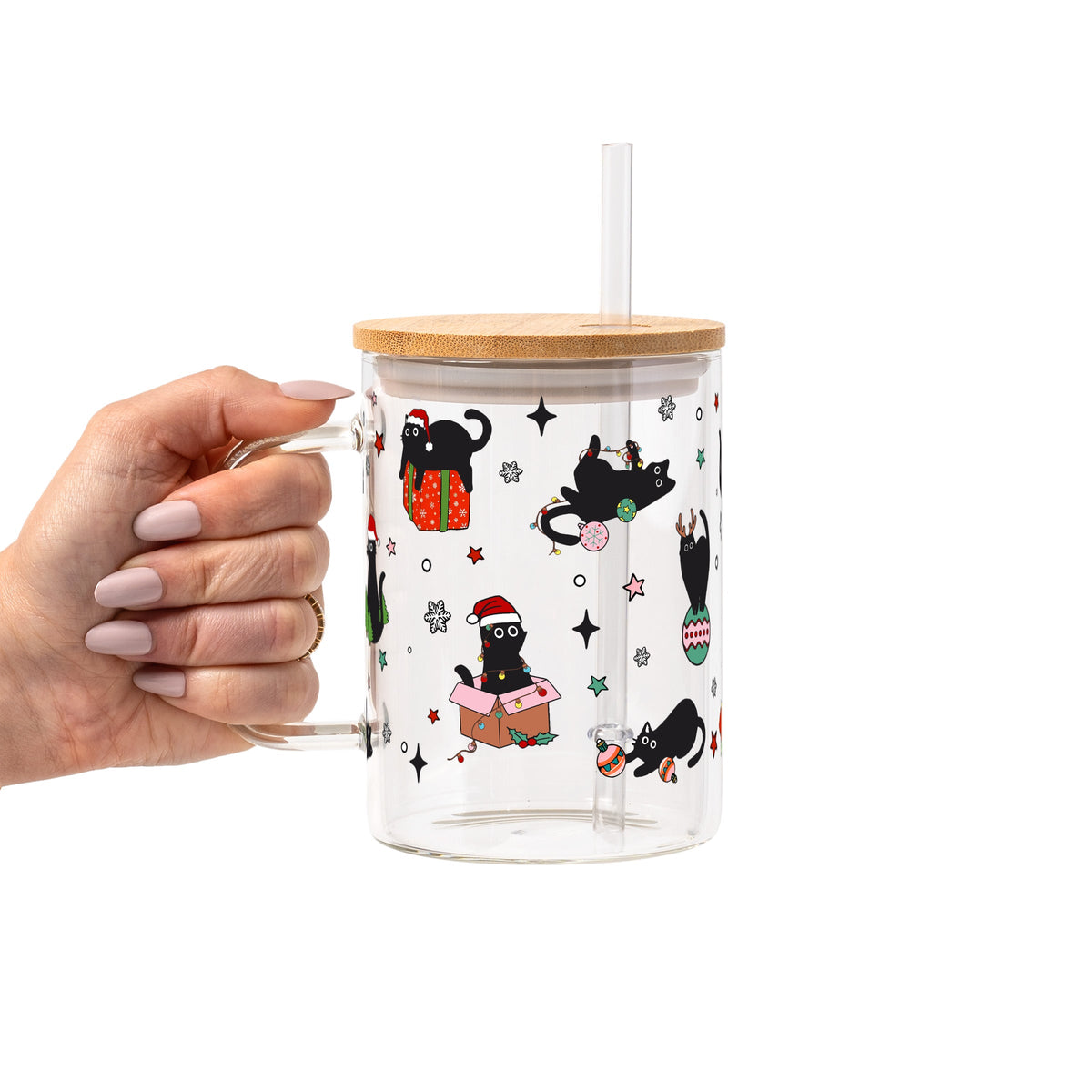 Christmas Cats Glass Cups