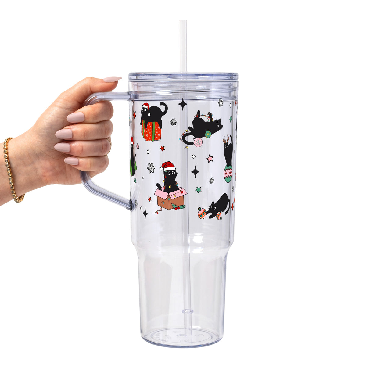 Christmas Cats Glass Cups