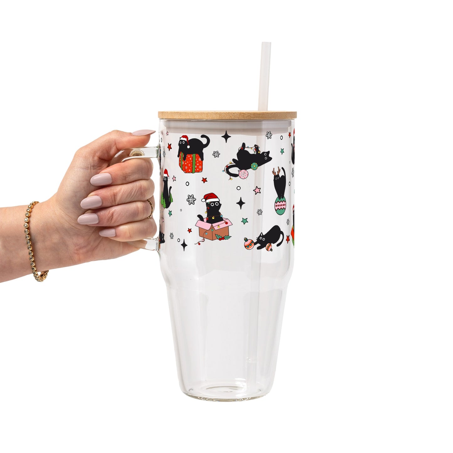 Christmas Cats Glass Cups
