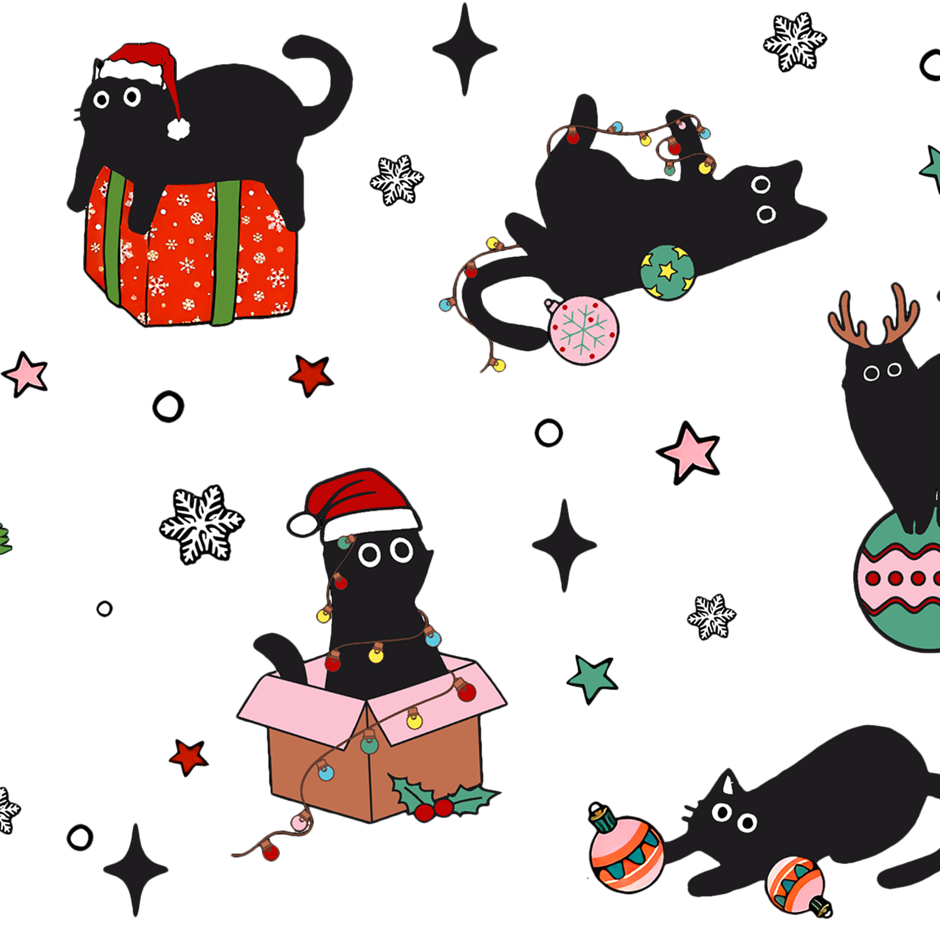 Christmas Cats Glass Cups