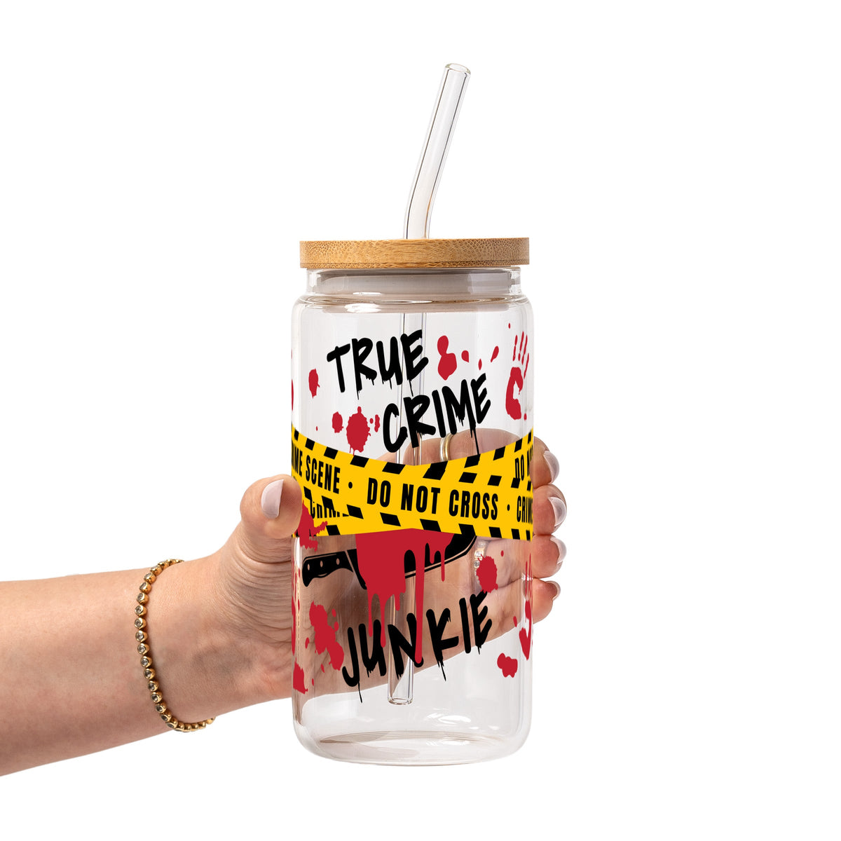True Crime Junkie Glass Cups