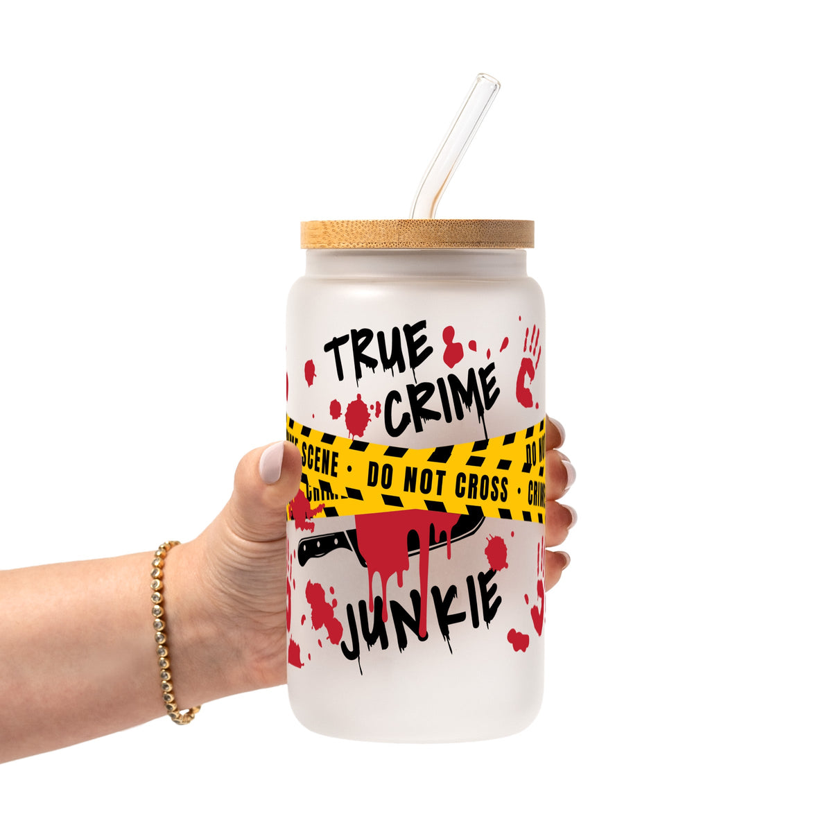 True Crime Junkie Glass Cups