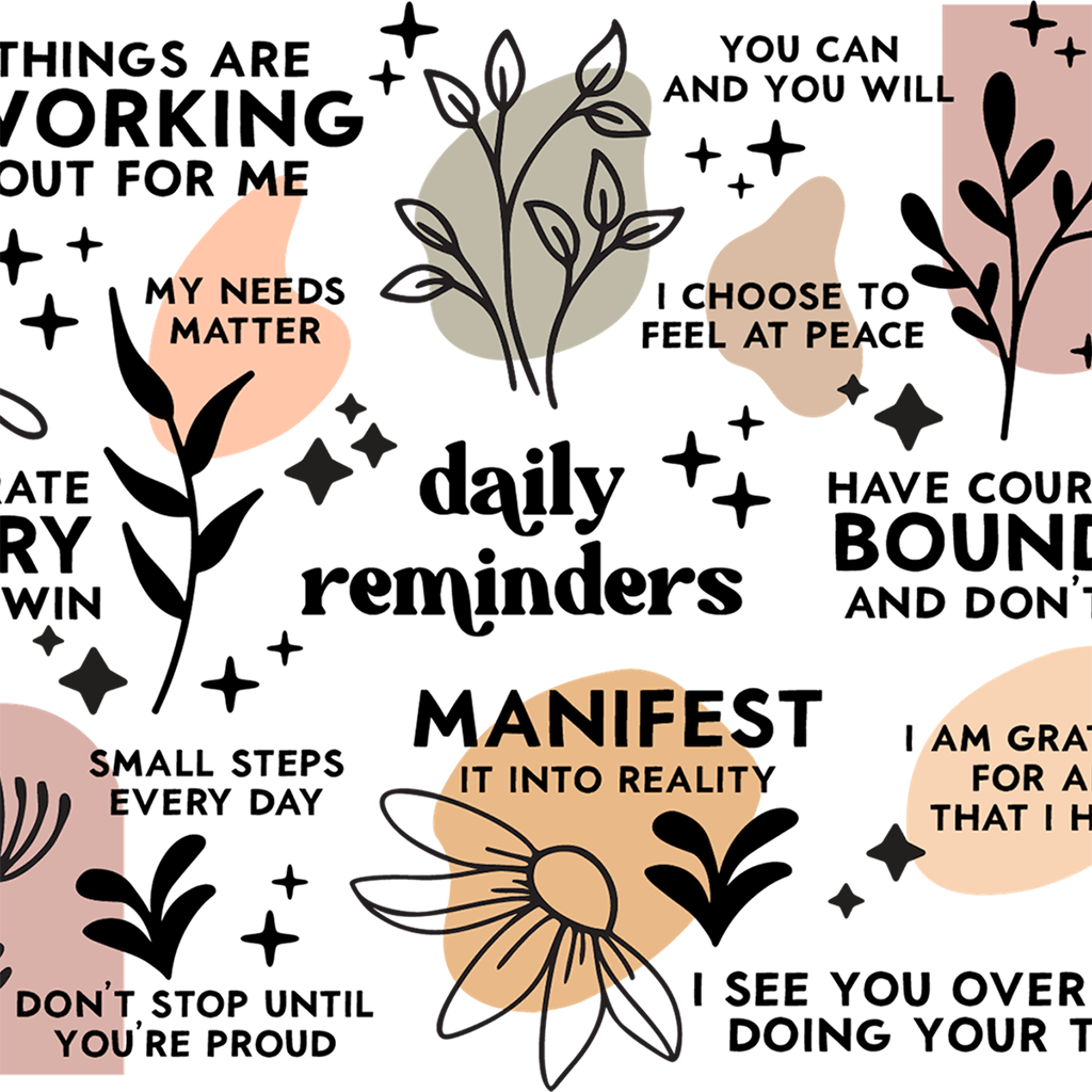 Daily Reminders Affirmations Glass Cups