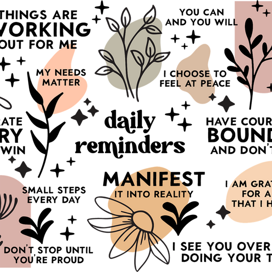 Daily Reminders Affirmations Glass Cups