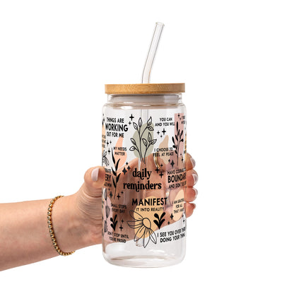 Daily Reminders Affirmations Glass Cups
