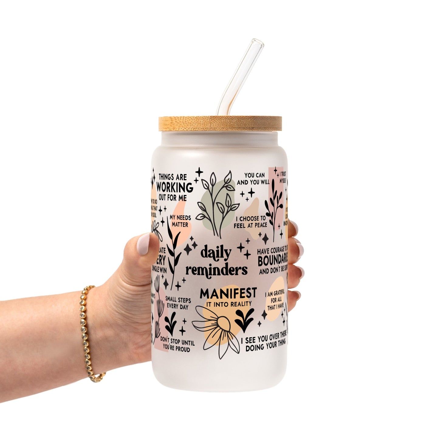 Daily Reminders Affirmations Glass Cups