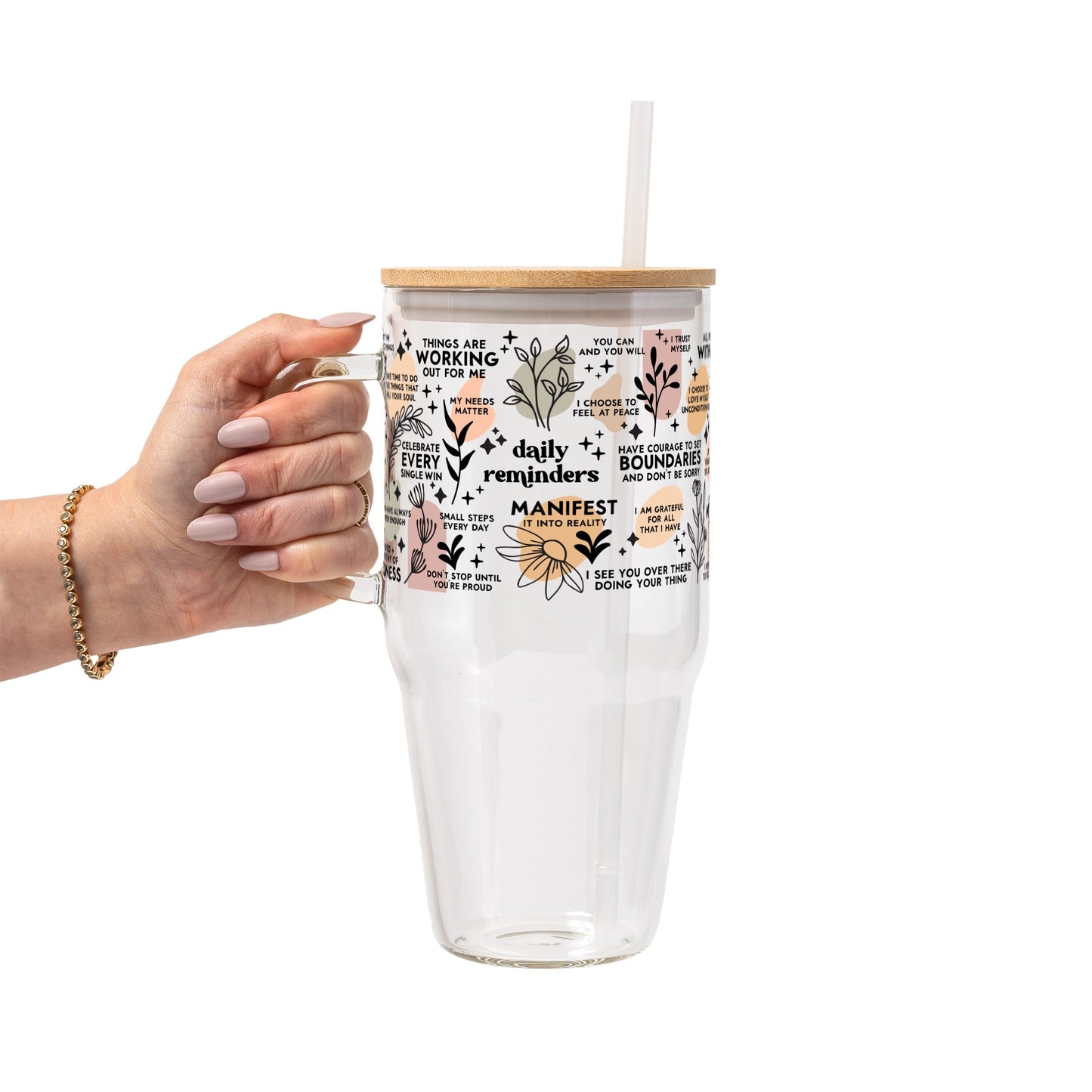 Daily Reminders Affirmations Glass Cups